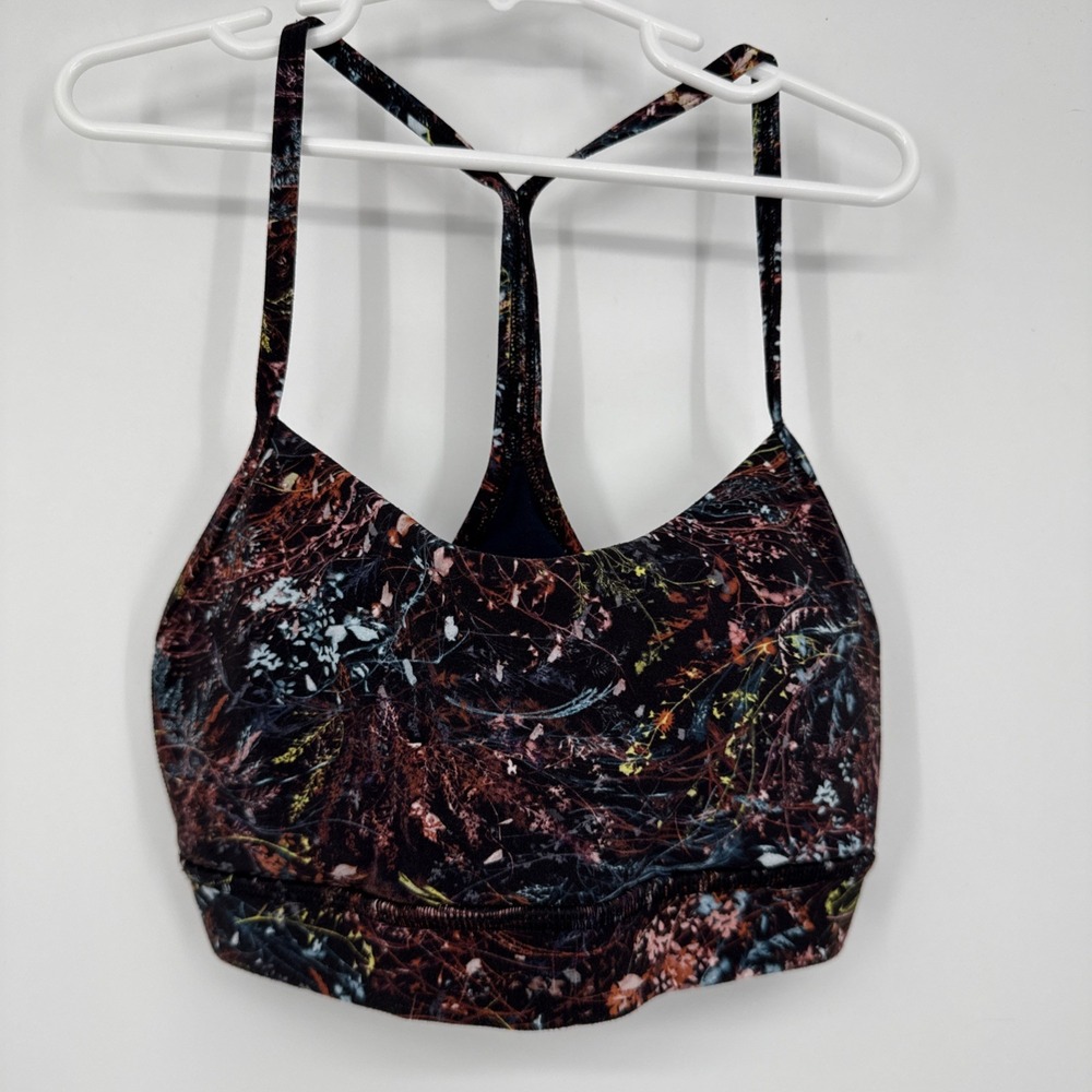 Lululemon Womens Blue Flow Y Nulu Racerback Strap Activewear Sports Bra Size 4